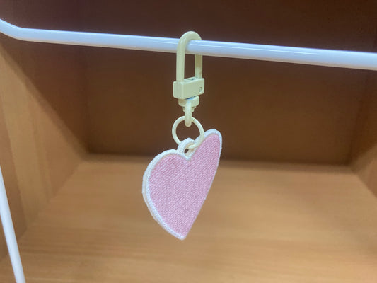 Tiny Treasures Seoul - Baby Pink Embroidered Heart Bag Charm 2