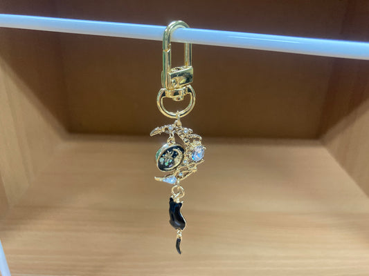 Black Cat Moon Bag Charm
