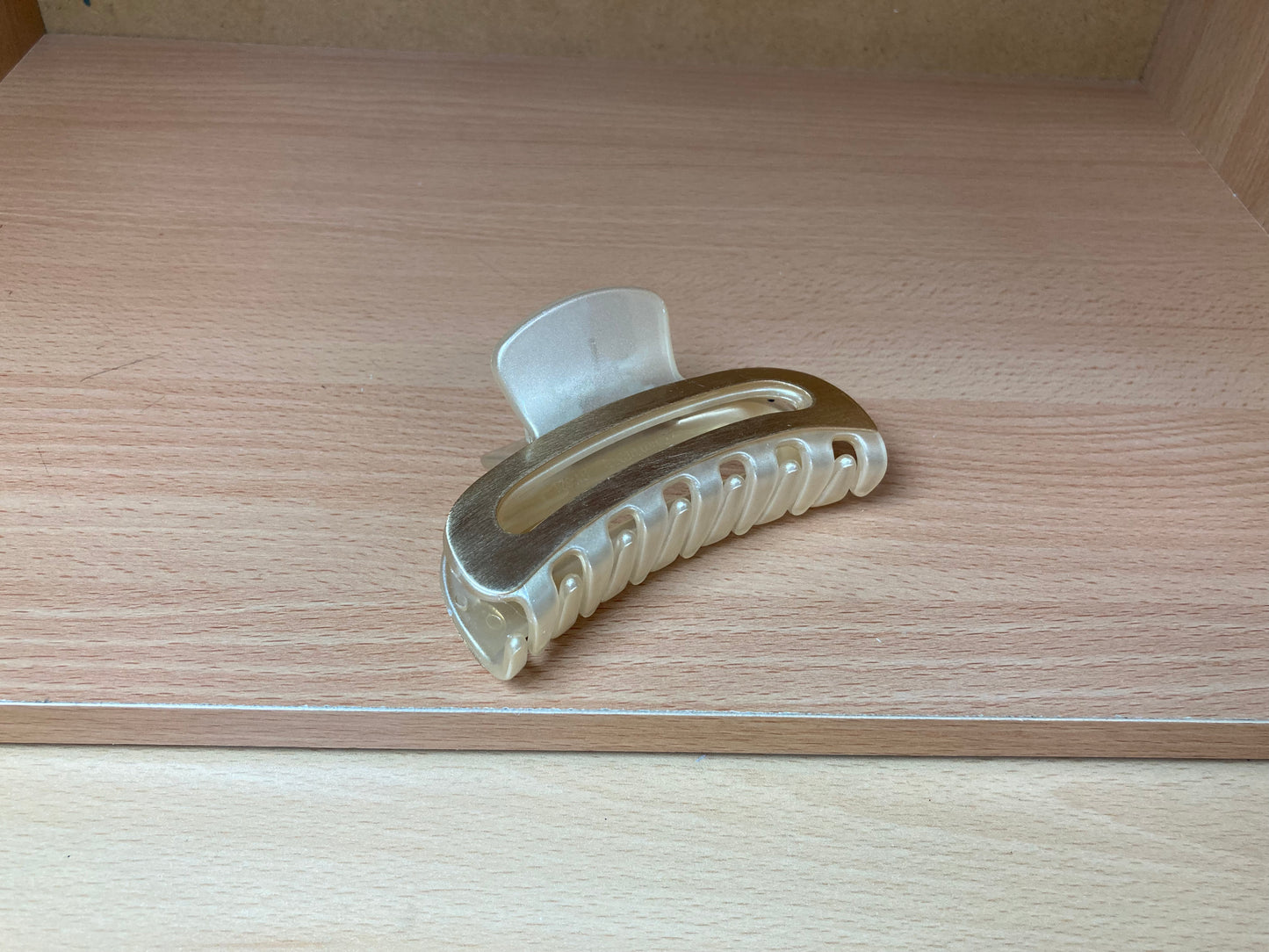 Tiny Treasures Seoul - Brushed Gold Open Arc Hair Claw Side View 3