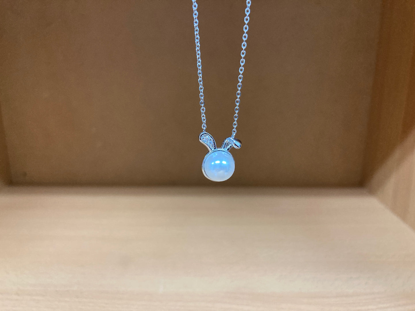 Tiny Treasures Seoul - Bunny Pearl & Crystal Necklace (Silver) 7