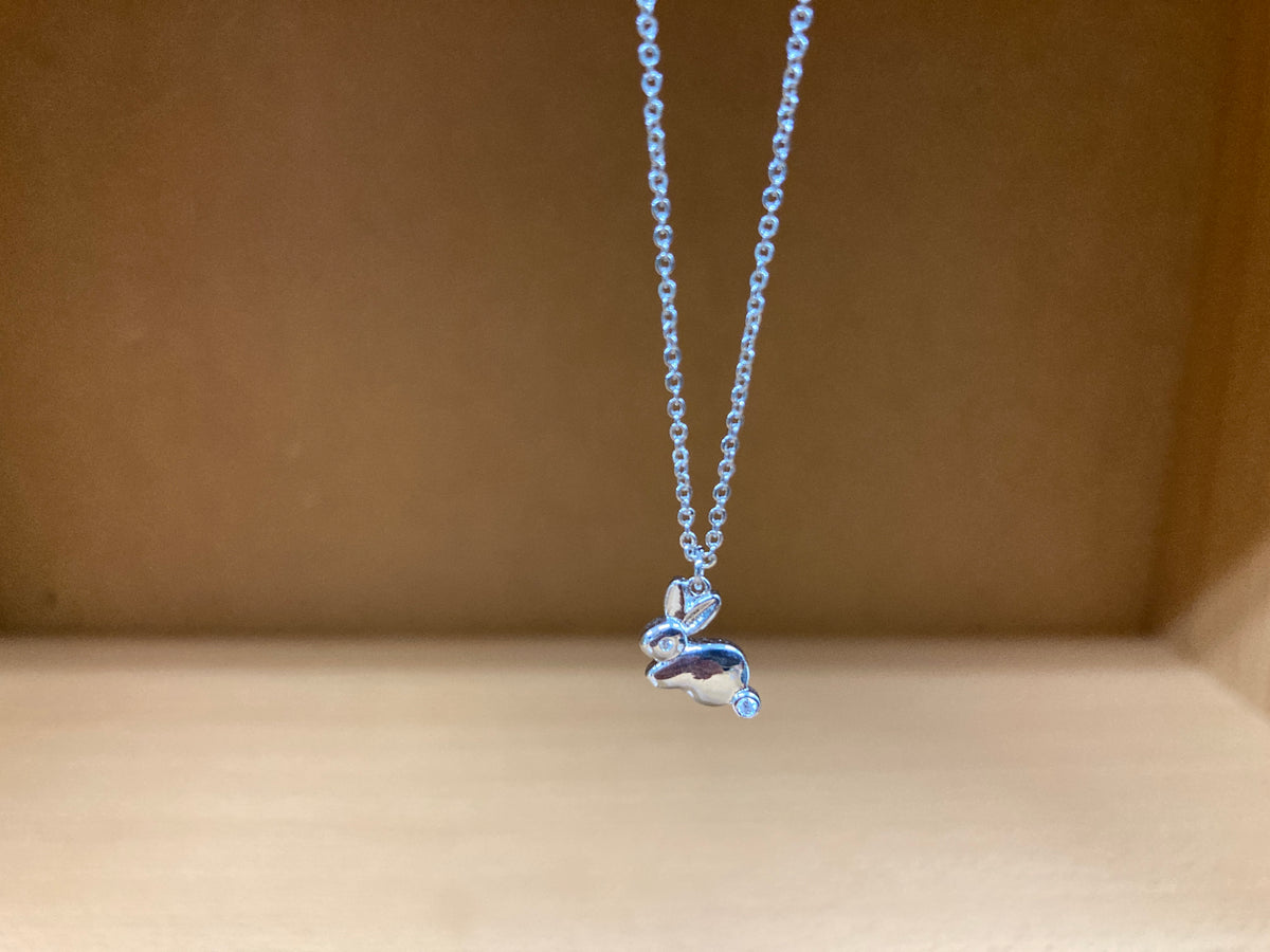 Tiny Treasures Seoul - Bunny Stone Eye & Tail Necklace (Silver) 9