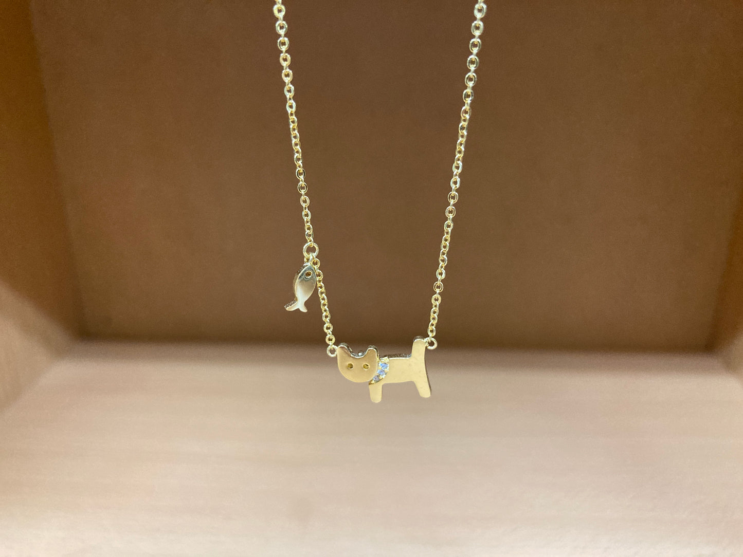 Tiny Treasures Seoul - Cat & Fish Necklace (Gold) 14