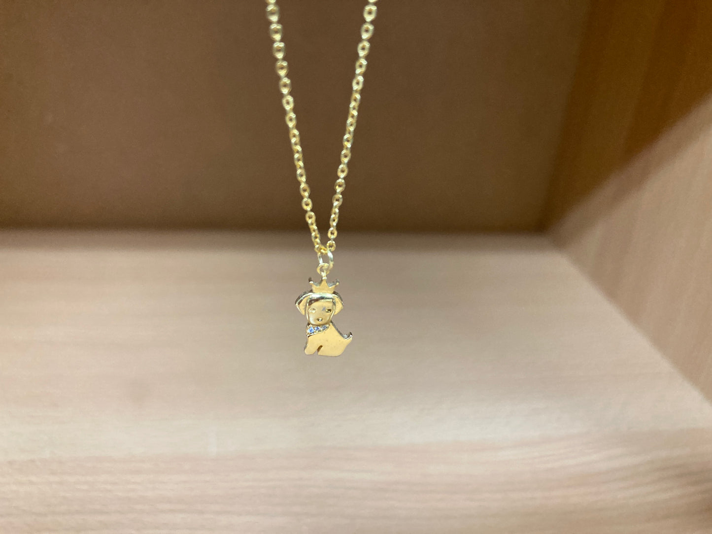 Tiny Treasures Seoul - Crowned Puppy Crystal Necklace (Gold) 12