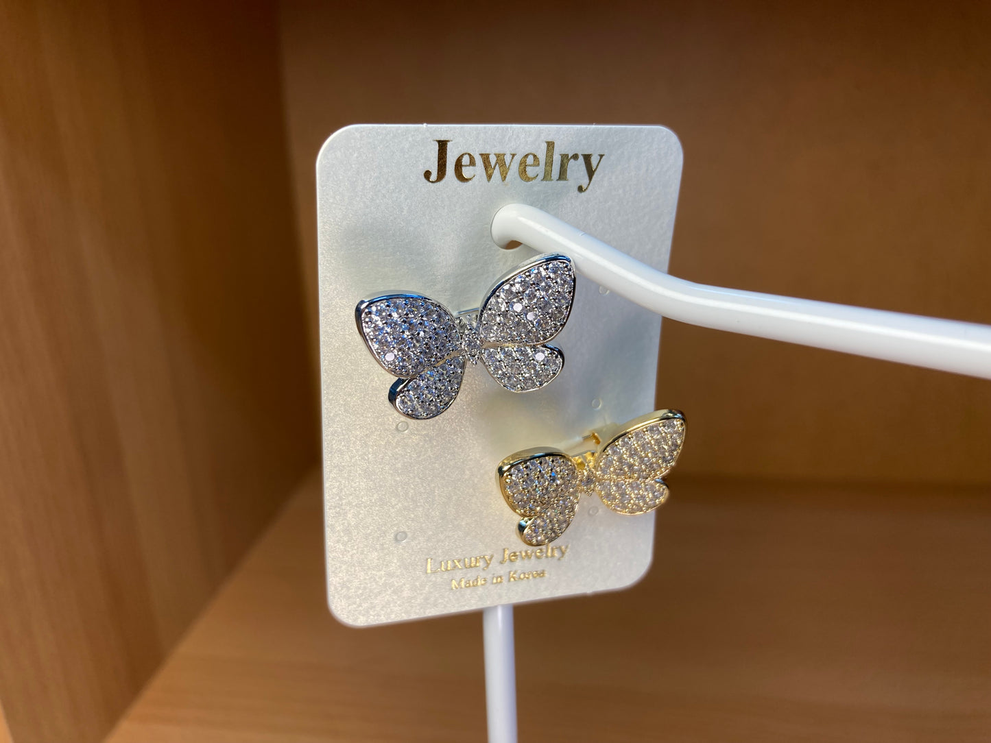 Crystal Butterfly Brooch Set in Silver & Gold (2 Pieces)
