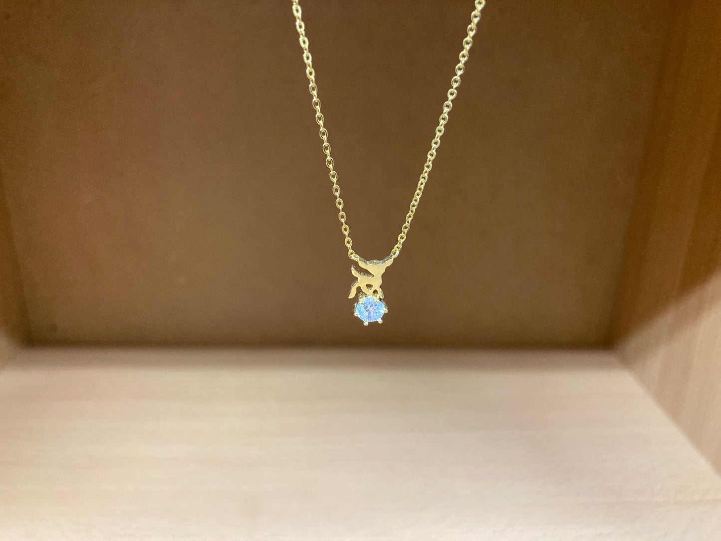 Tiny Treasures Seoul - Deer & Stone Pendant Necklace (Gold) 13