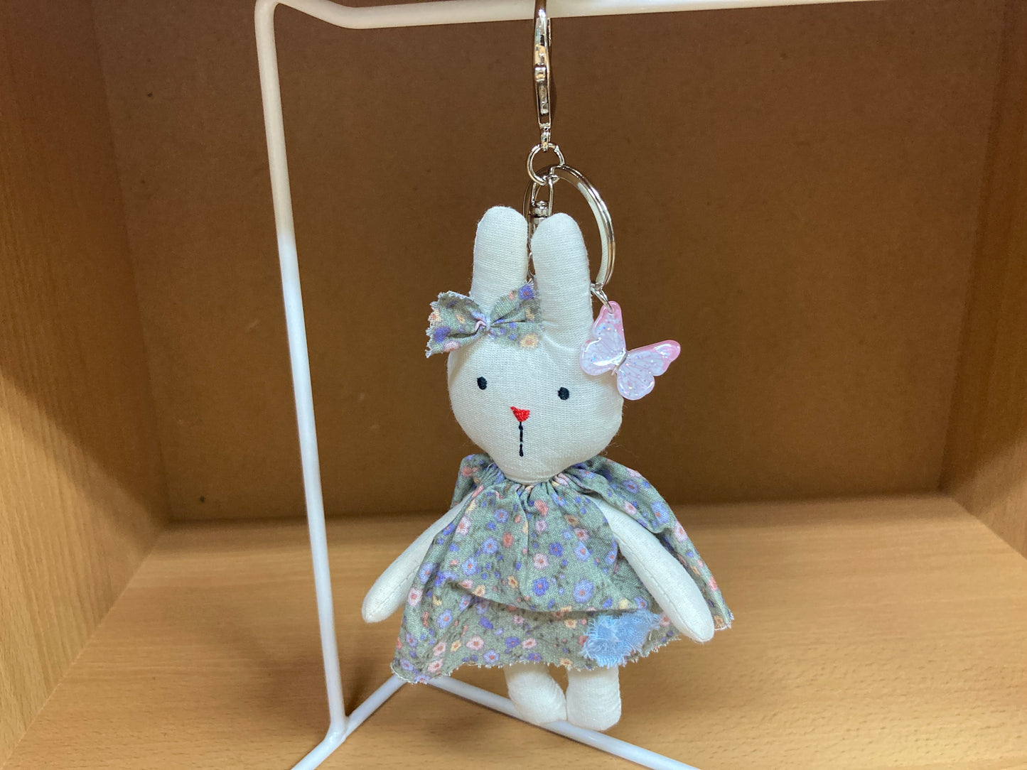 Tiny Treasures Seoul - Floral Dress Bunny Plush Bag Charm Front Side 9