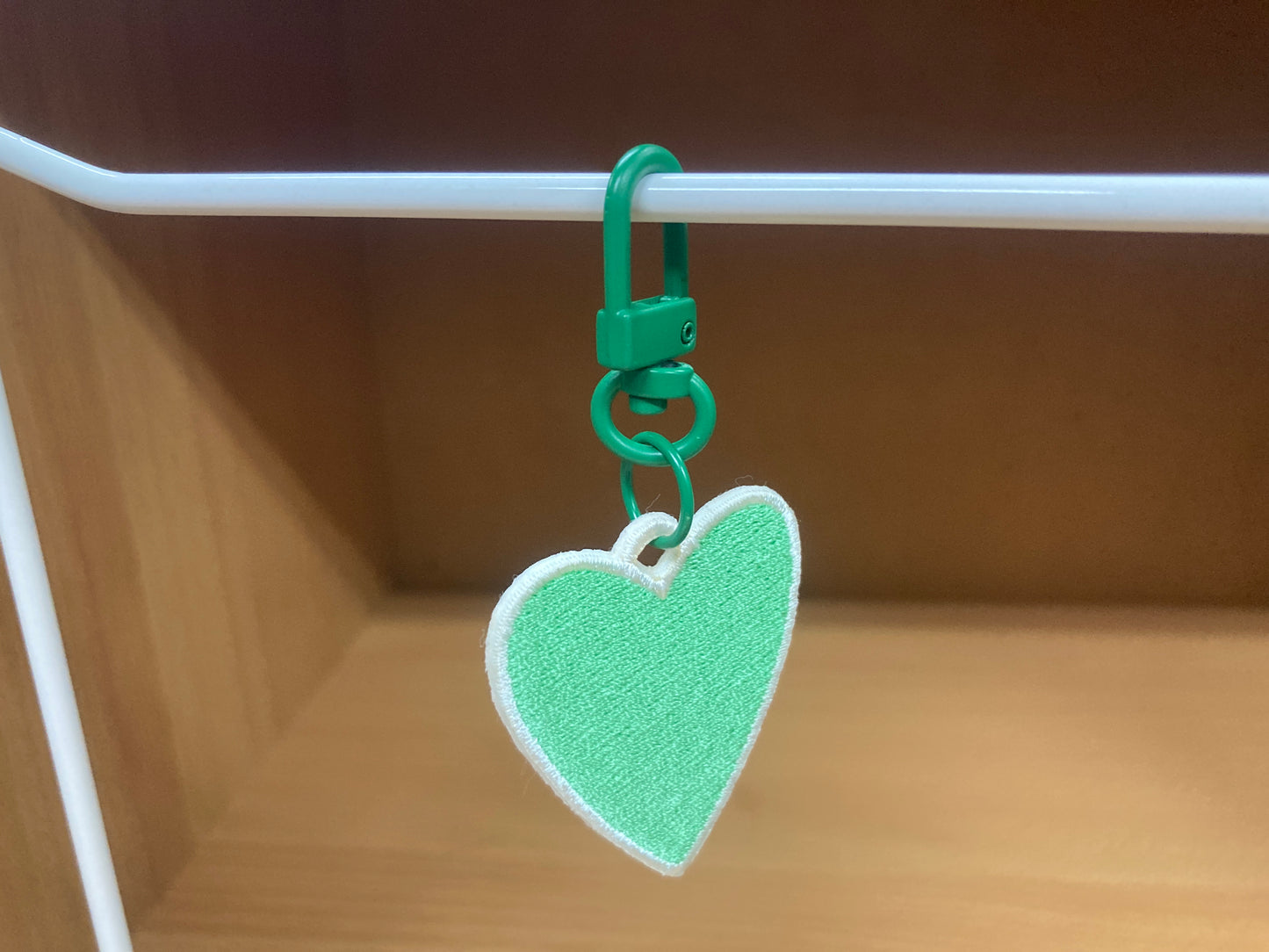 Tiny Treasures Seoul - Mint Green Embroidered Heart Bag Charm 12