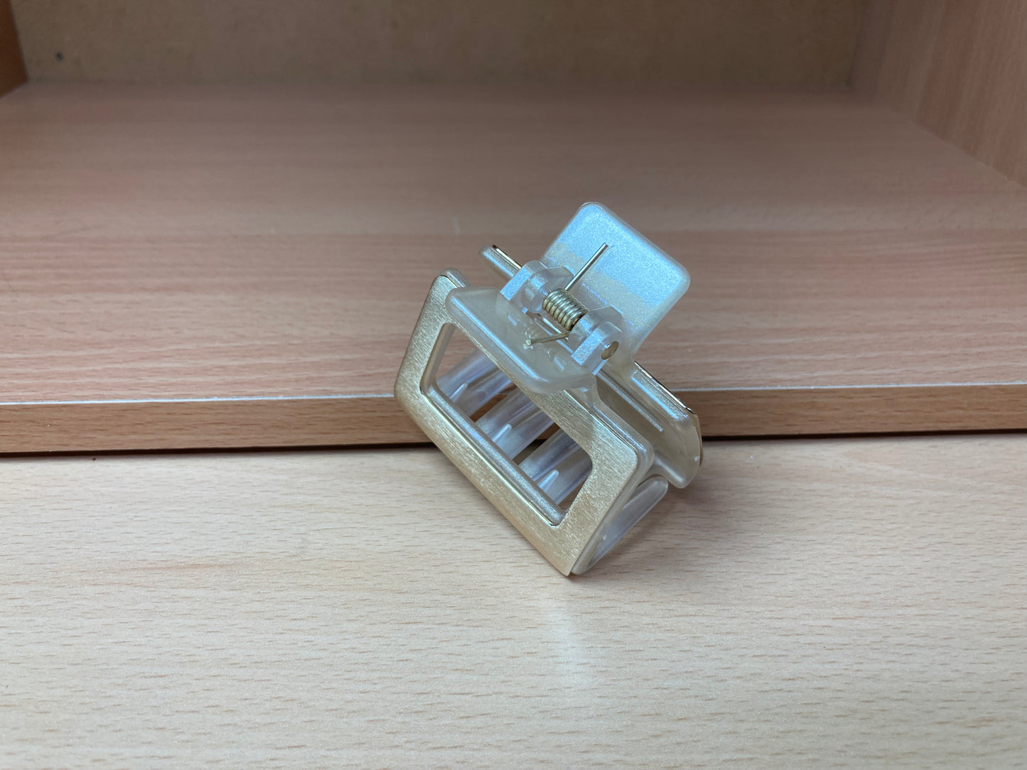 Tiny Treasures Seoul - Open Square Hair Claw Clip (Gold) Top View