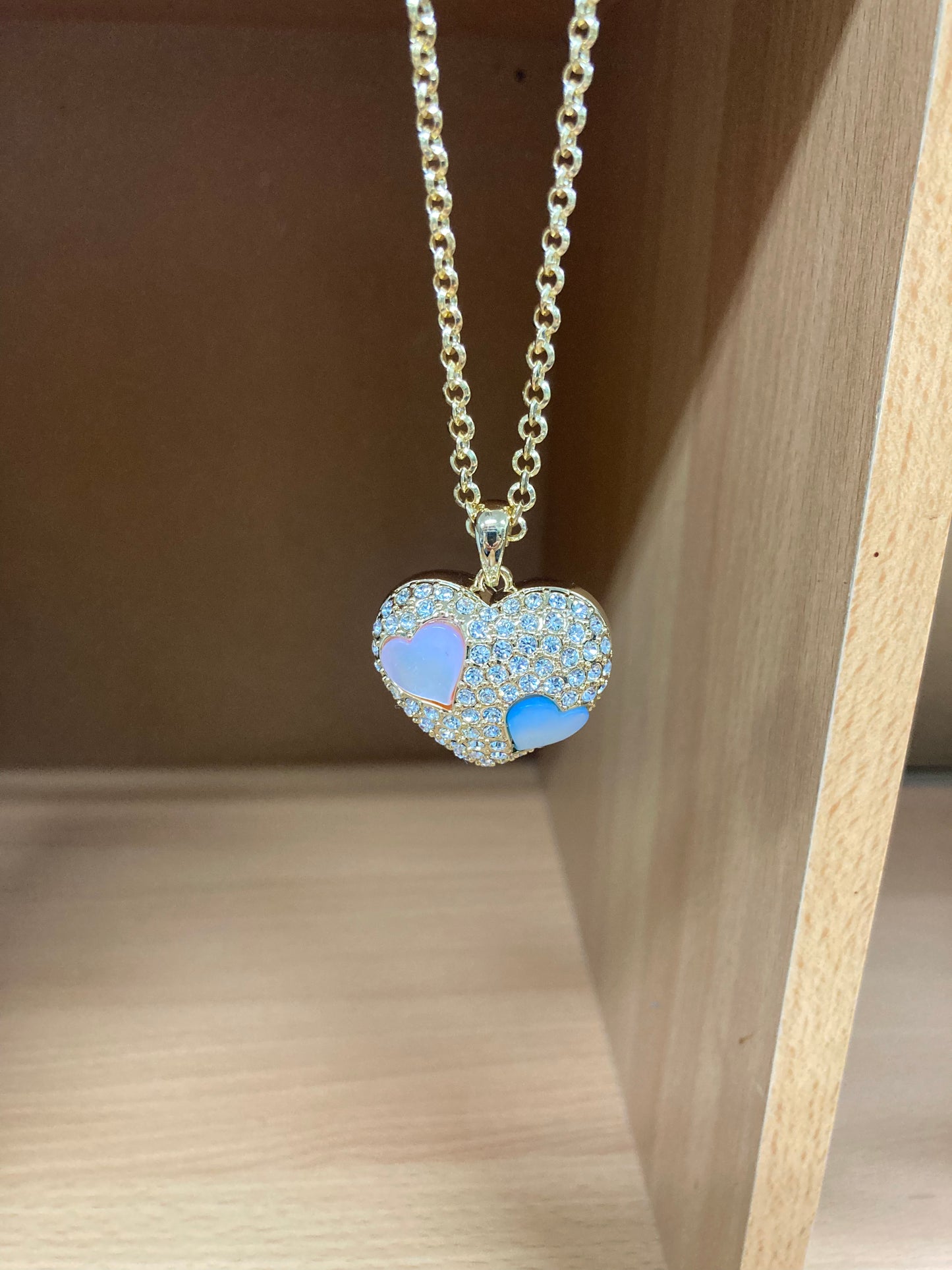Pastel Heart Pendant Necklace (Gold)