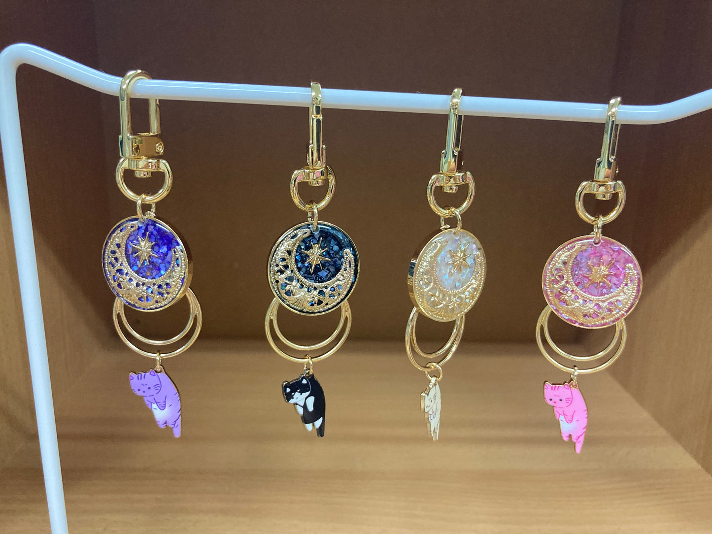 Tiny Treasures Seoul - Pink Cat Glitter Moon Bag Charm 11