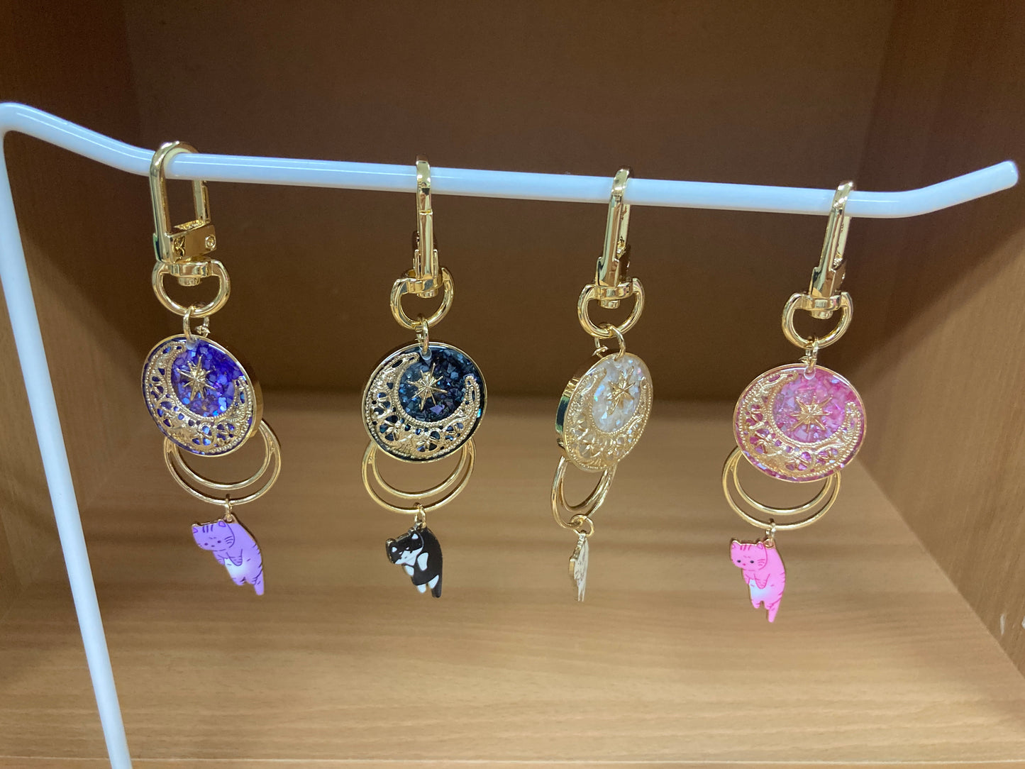 Tiny Treasures Seoul - Purple Cat Glitter Moon Bag Charm 9