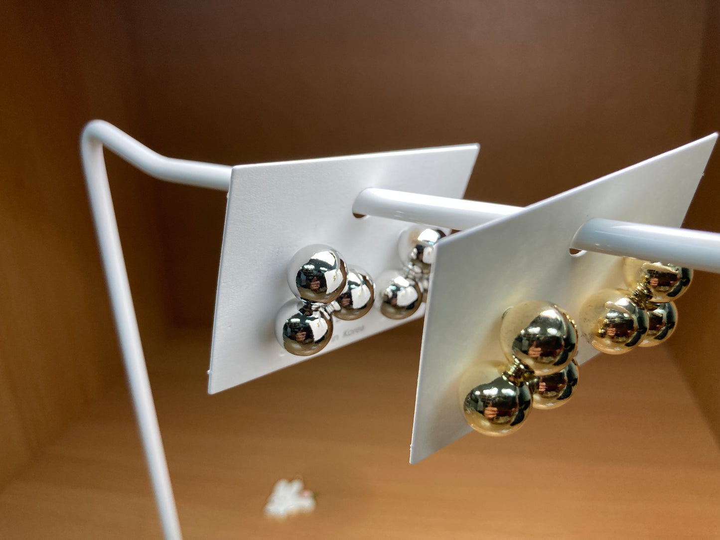 Tiny Treasures Seoul - Trinity Ball Stud Earrings (Gold)