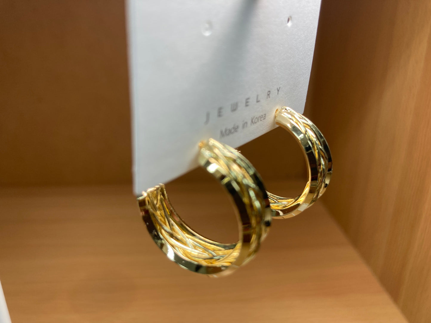 Tiny Treasures Seoul - Triple Braided Line Hoop Earrings (Gold)