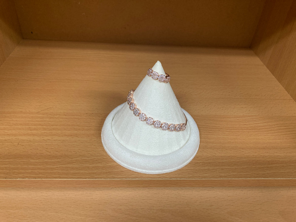 Tiny Treasures Seoul - 12 Round Zirconia Bracelet & 4 Round Zirconia Ring Set (Rose Gold) 10