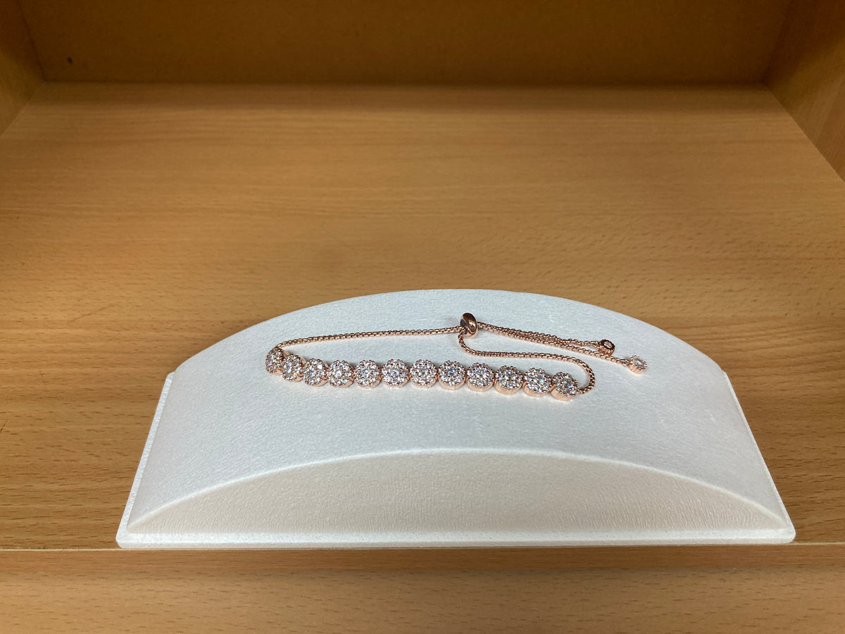 Tiny Treasures Seoul - 12 Round Zirconia Bracelet & 4 Round Zirconia Ring Set (Rose Gold) 12