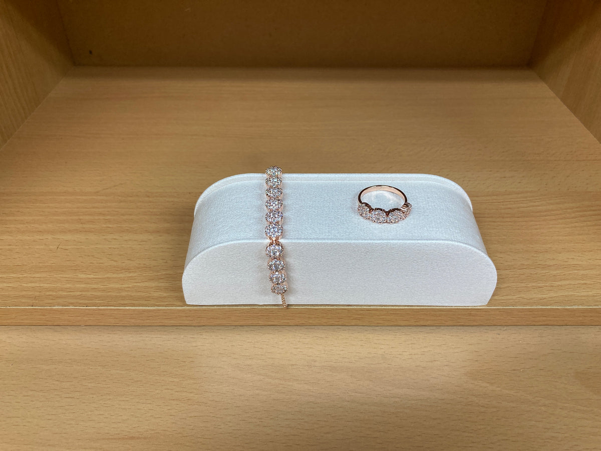 Tiny Treasures Seoul - 12 Round Zirconia Bracelet & 4 Round Zirconia Ring Set (Rose Gold) 15