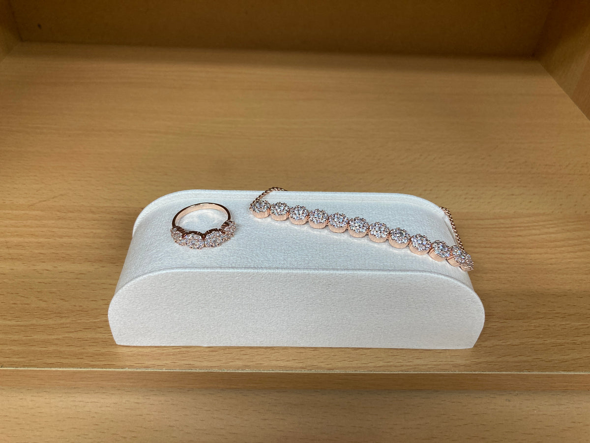 Tiny Treasures Seoul - 12 Round Zirconia Bracelet & 4 Round Zirconia Ring Set (Rose Gold) 16