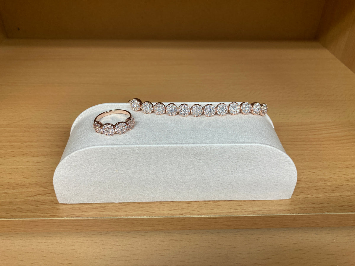 Tiny Treasures Seoul - 12 Round Zirconia Bracelet & 4 Round Zirconia Ring Set (Rose Gold) 17