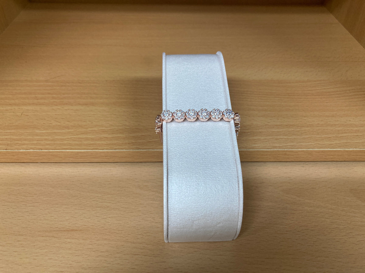 Tiny Treasures Seoul - 12 Round Zirconia Bracelet & 4 Round Zirconia Ring Set (Rose Gold) 18