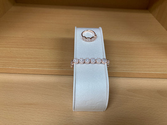 Tiny Treasures Seoul - 12 Round Zirconia Bracelet & 4 Round Zirconia Ring Set (Rose Gold) 2