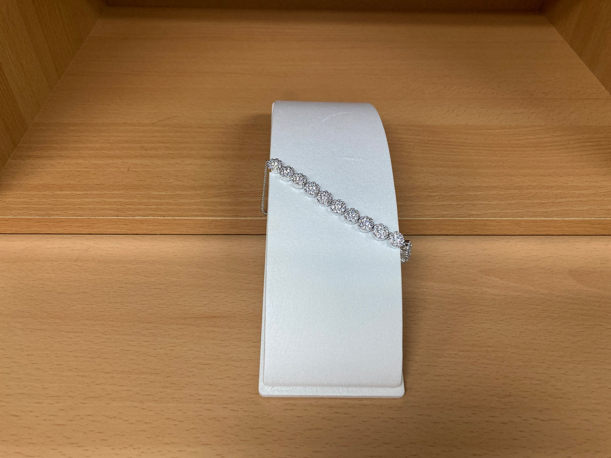 12 Round Zirconia Bracelet & 4 Round Zirconia Ring Set (Silver)