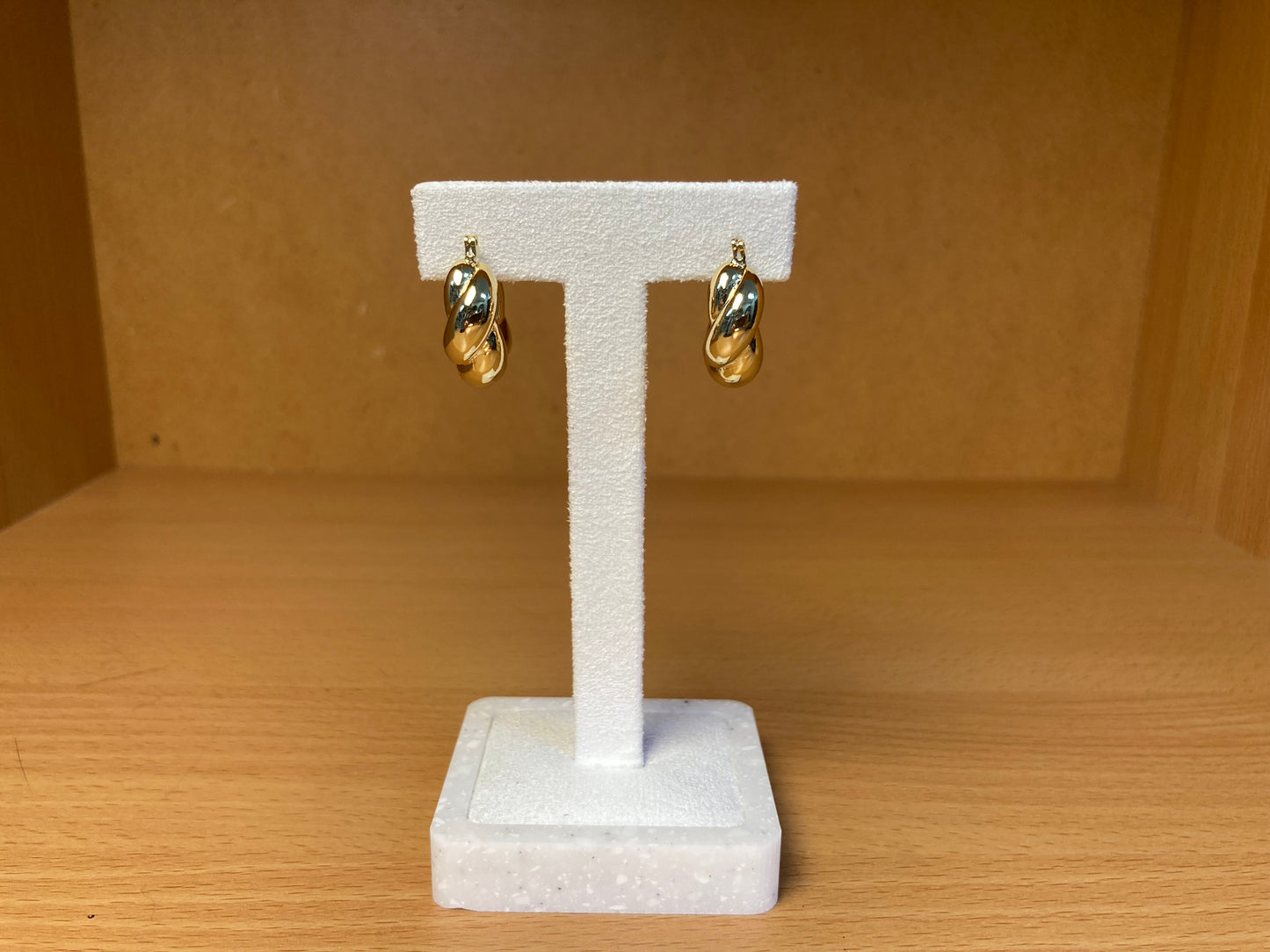 16K Gold Chunky Twisted Hoop Earrings