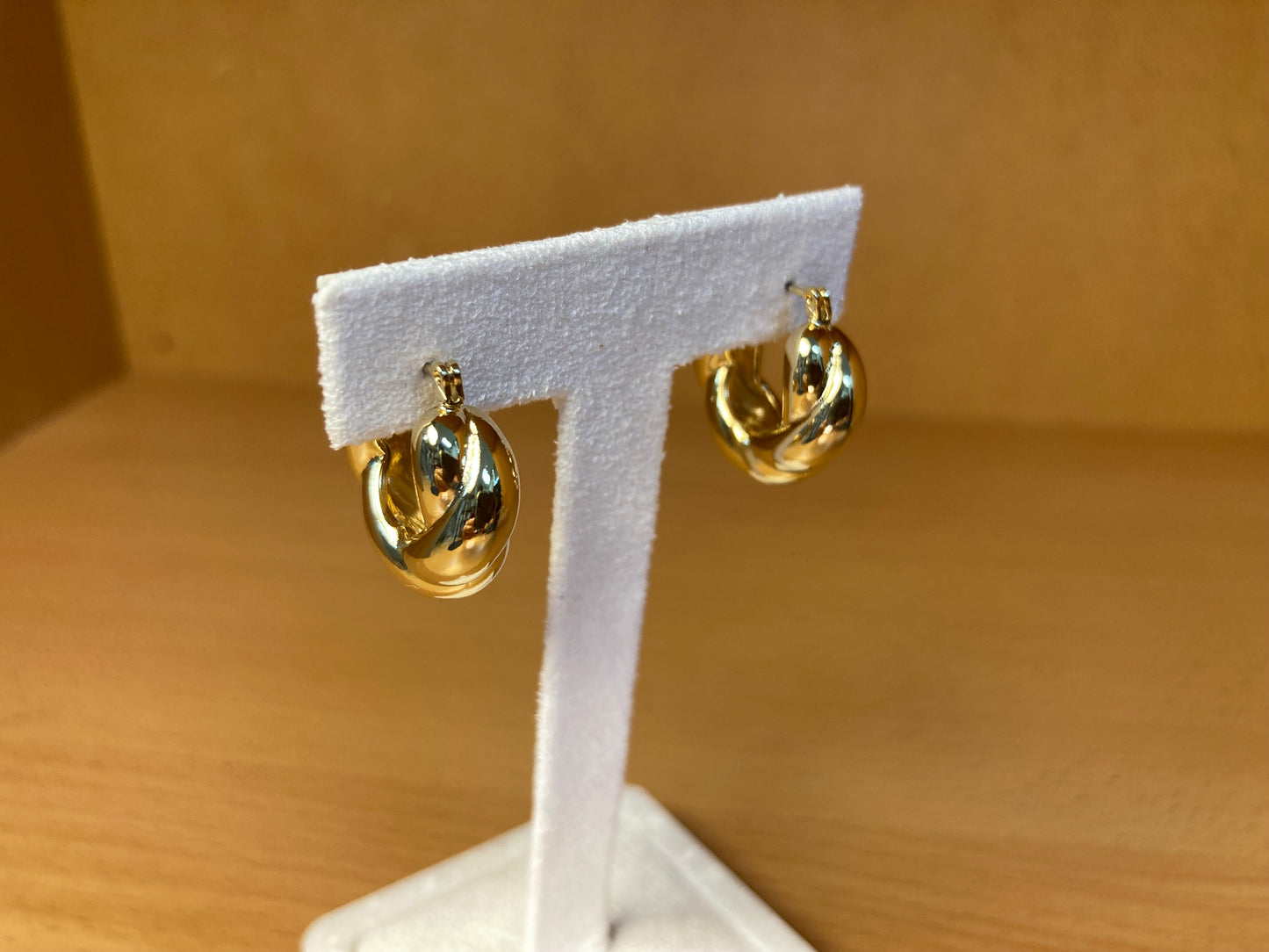 16K Gold Chunky Twisted Hoop Earrings