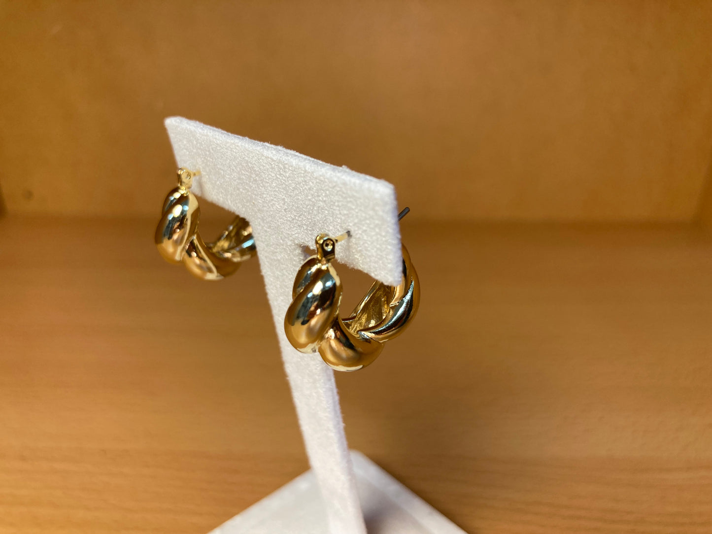 16K Gold Chunky Twisted Hoop Earrings