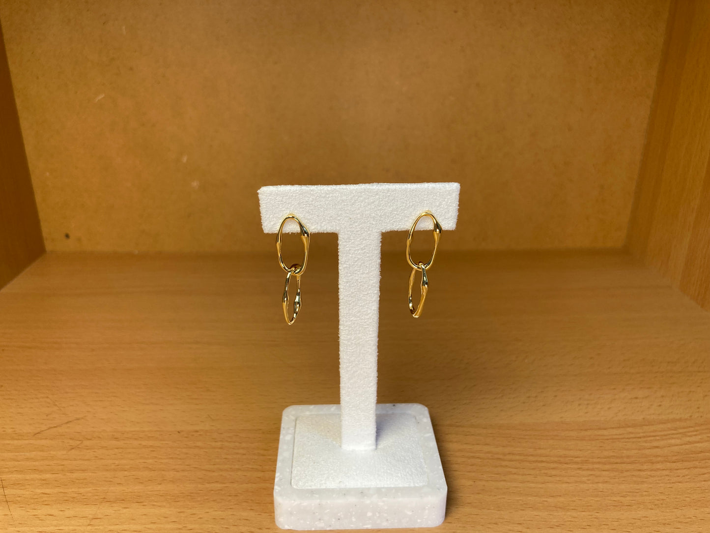 16K Gold Organic Link Drop Earrings