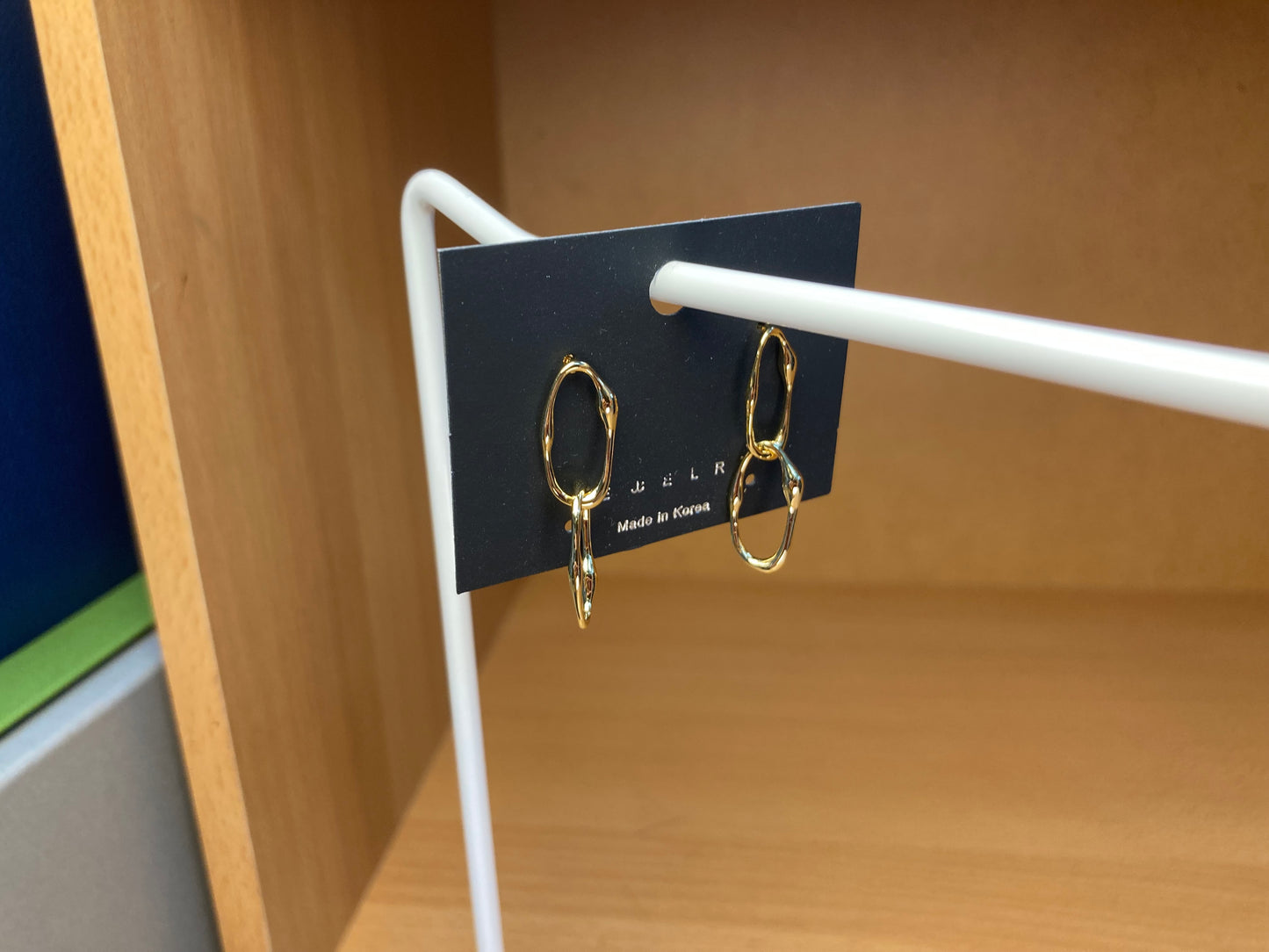 16K Gold Organic Link Drop Earrings