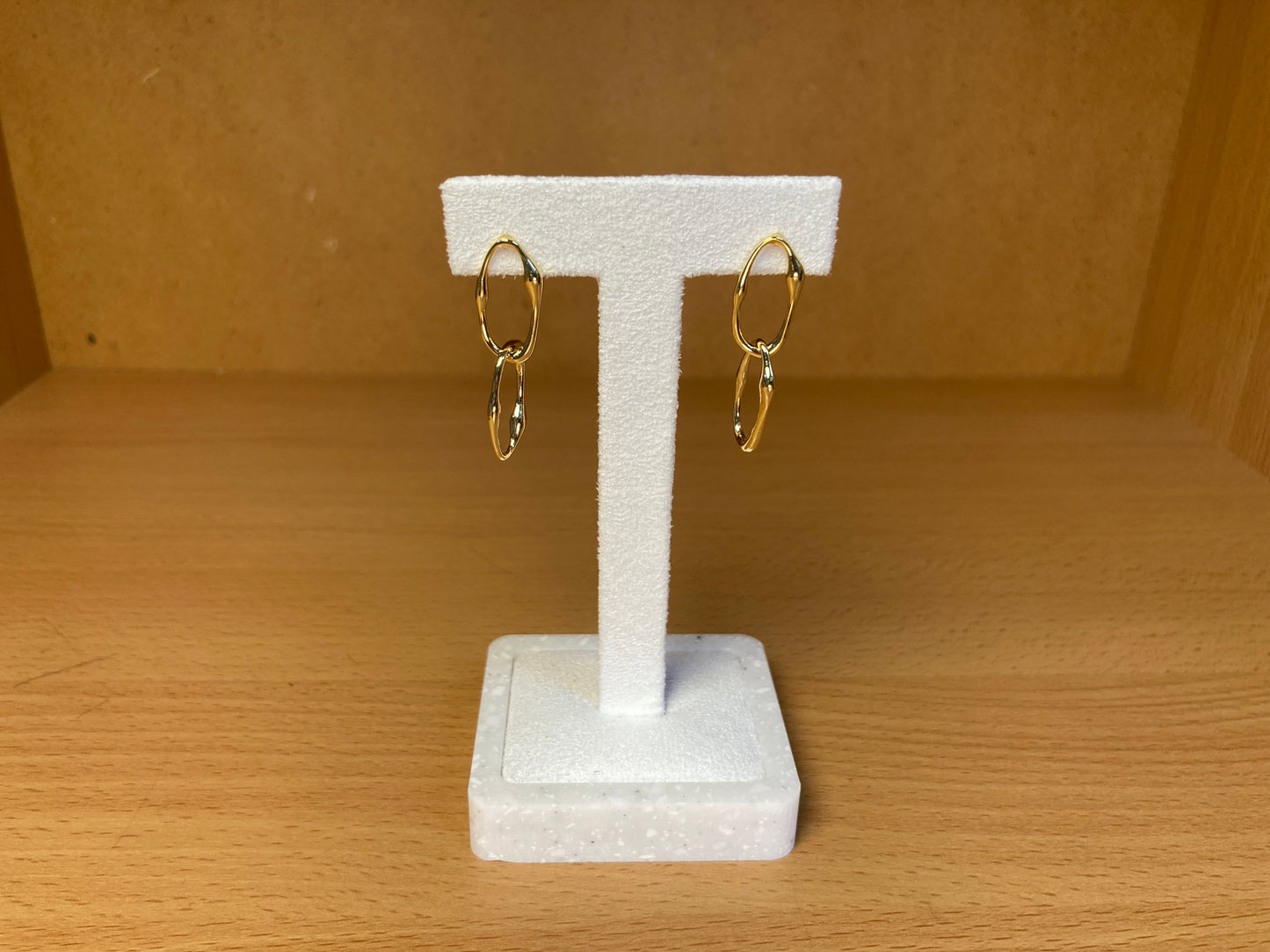 16K Gold Organic Link Drop Earrings