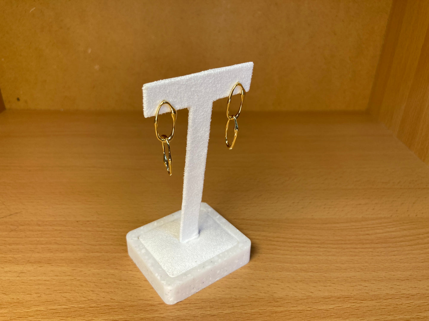 16K Gold Organic Link Drop Earrings