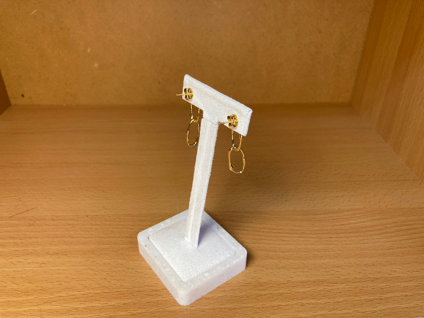 16K Gold Organic Link Drop Earrings