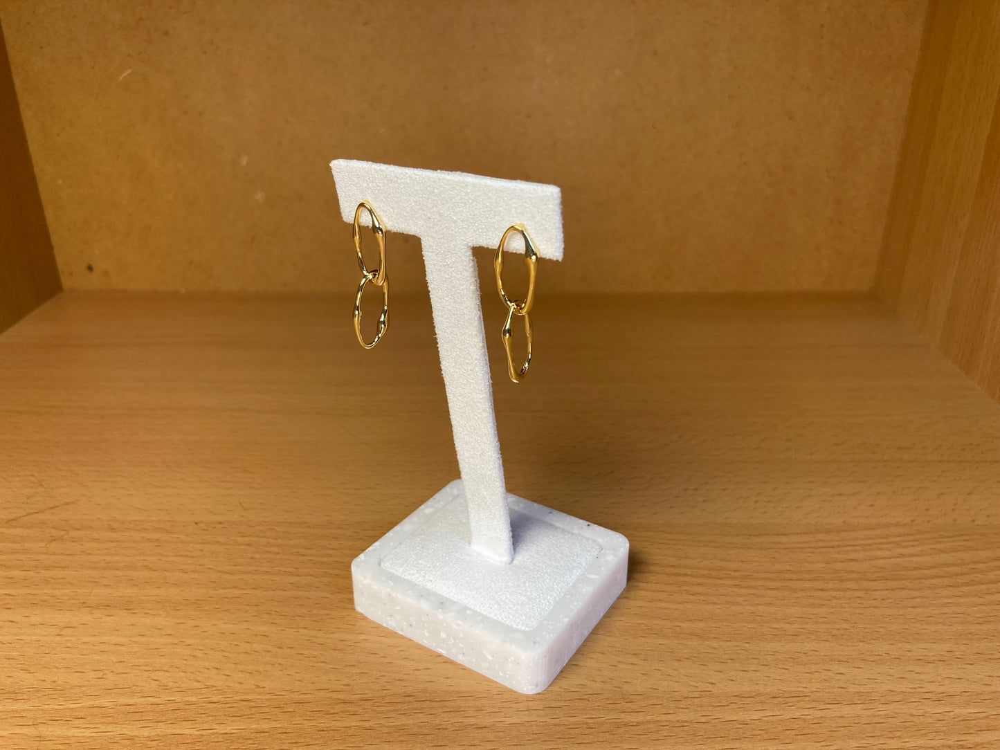 16K Gold Organic Link Drop Earrings