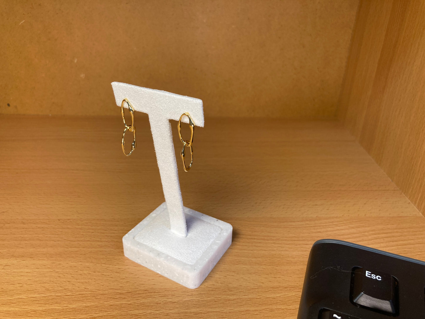 16K Gold Organic Link Drop Earrings