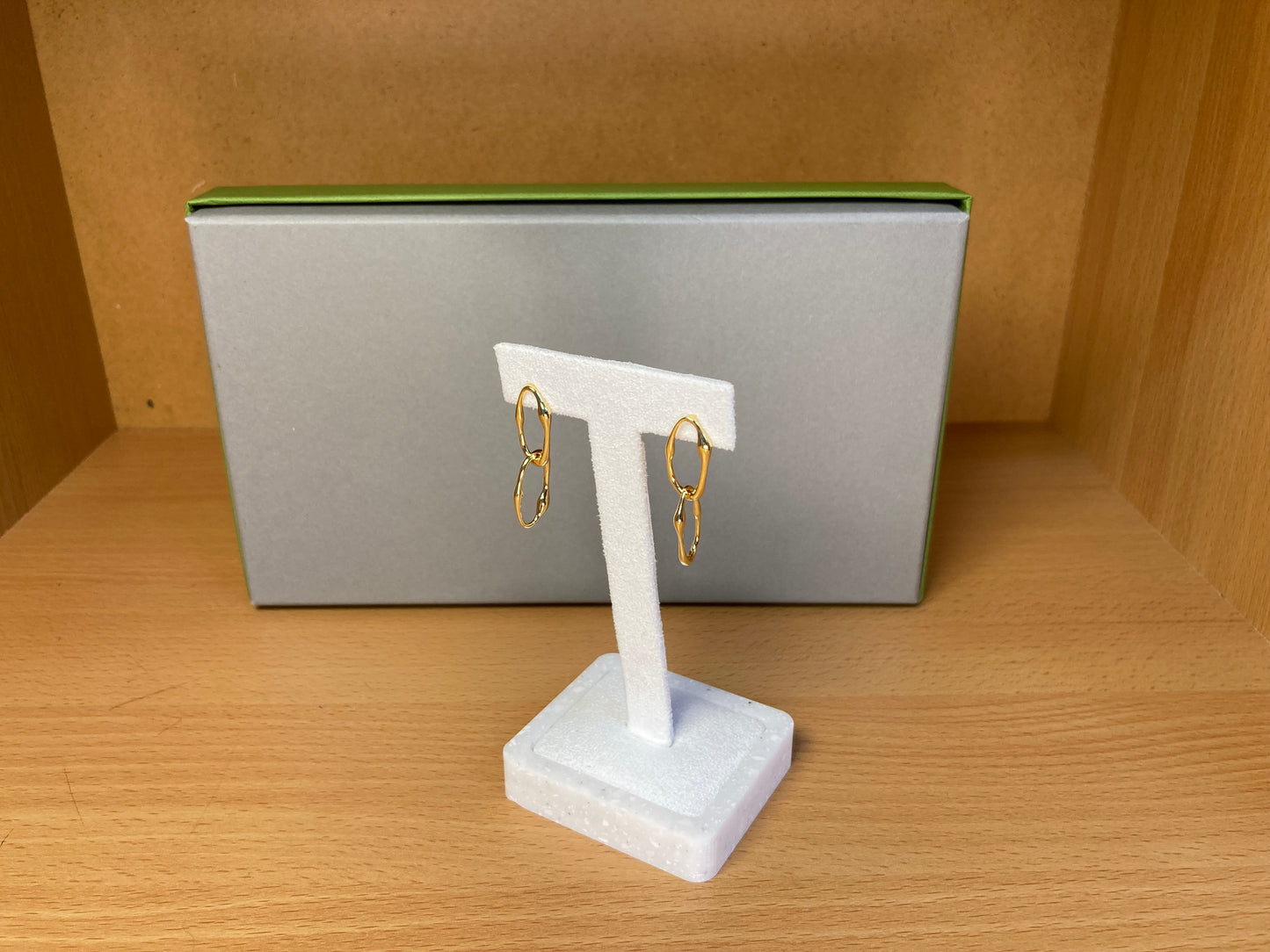 16K Gold Organic Link Drop Earrings