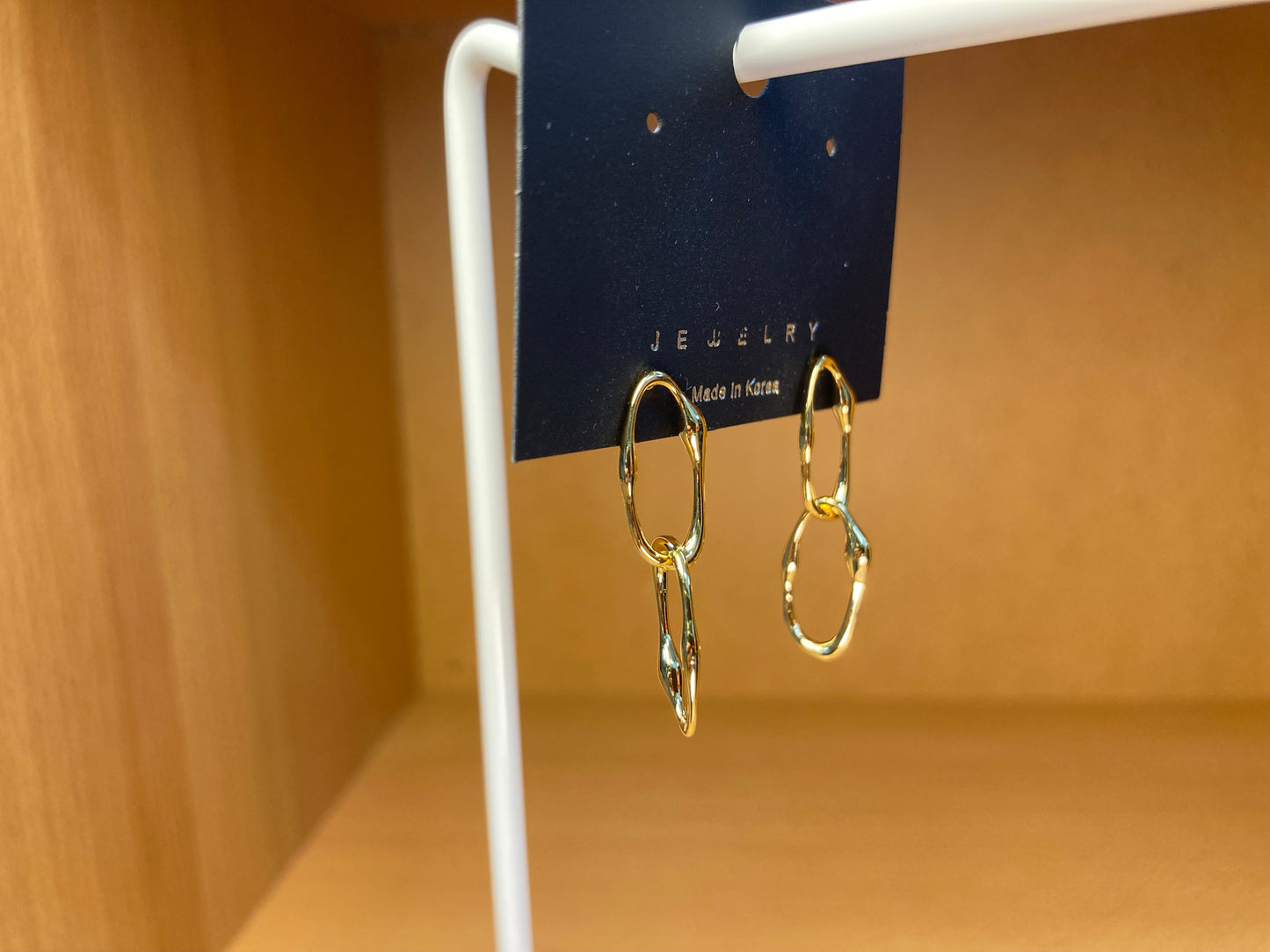 16K Gold Organic Link Drop Earrings