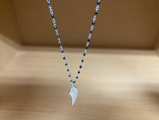 Angel Wing Pendant Dense Beaded Chain Necklace
