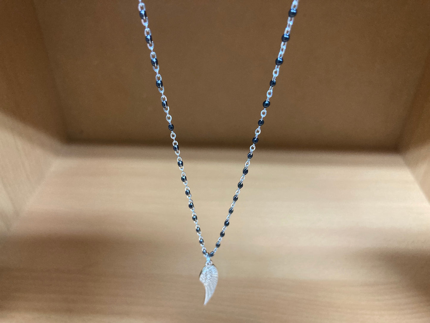 Angel Wing Pendant Dense Beaded Chain Necklace