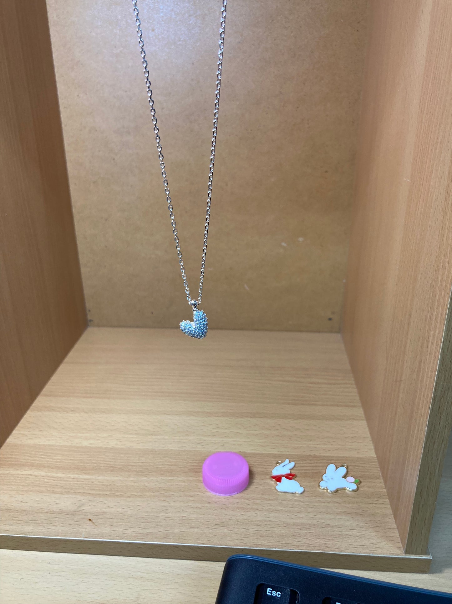 Asymmetric Heart Pavé Necklace (Rose Gold)