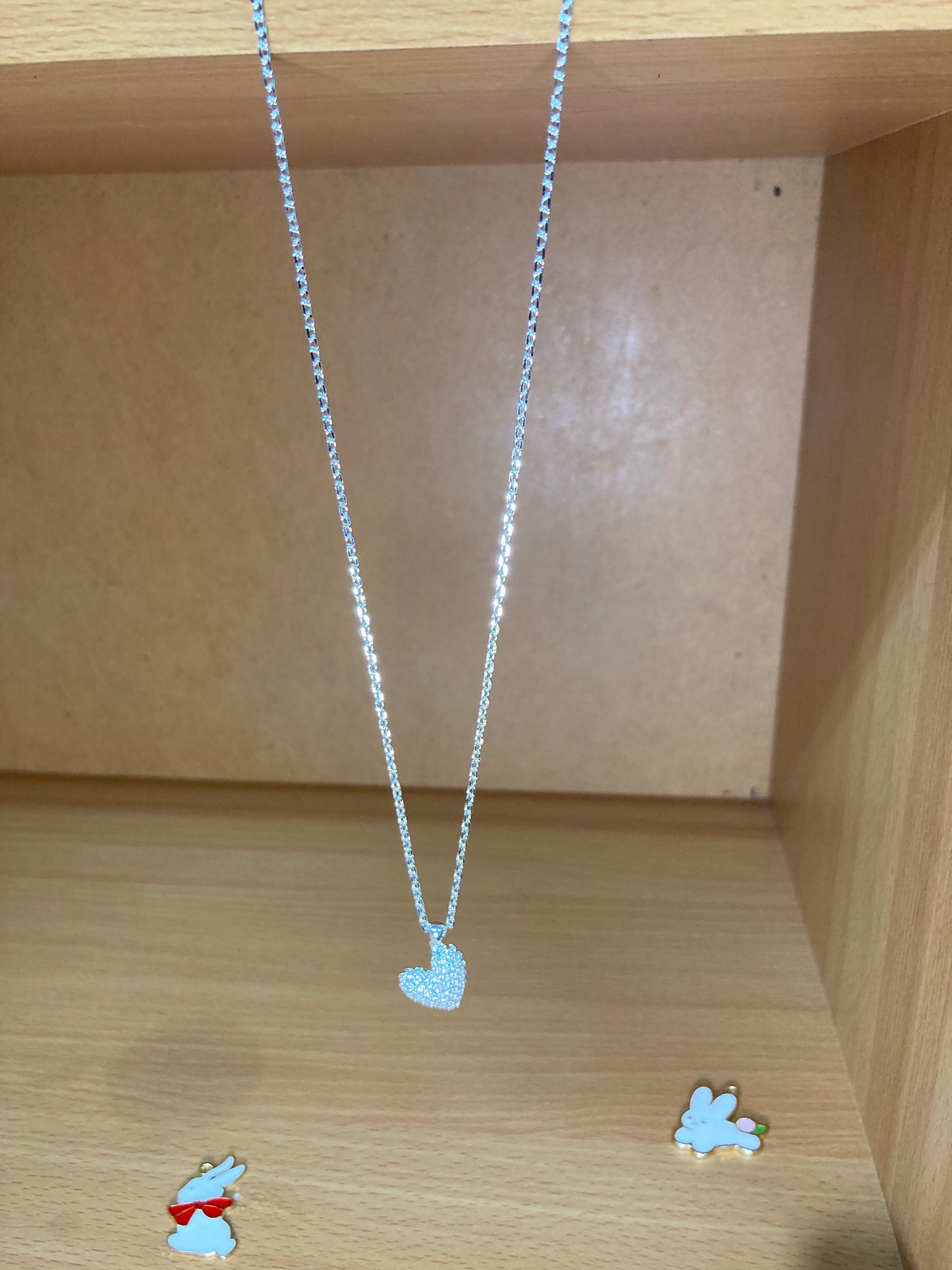 Asymmetric Heart Pavé Necklace (Rose Gold)