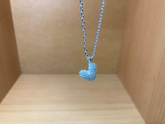 Tiny Treasures Seoul - Asymmetric Heart Pavé Necklace (Silver)