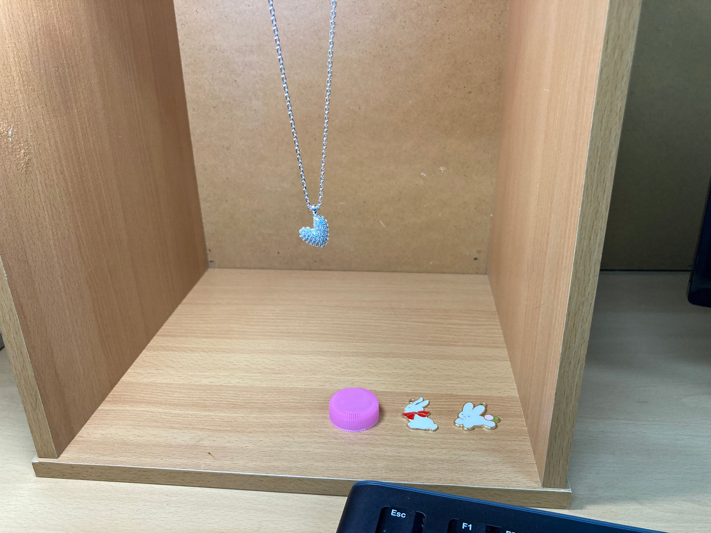 Tiny Treasures Seoul - Asymmetric Heart Pavé Necklace (Silver) Front View