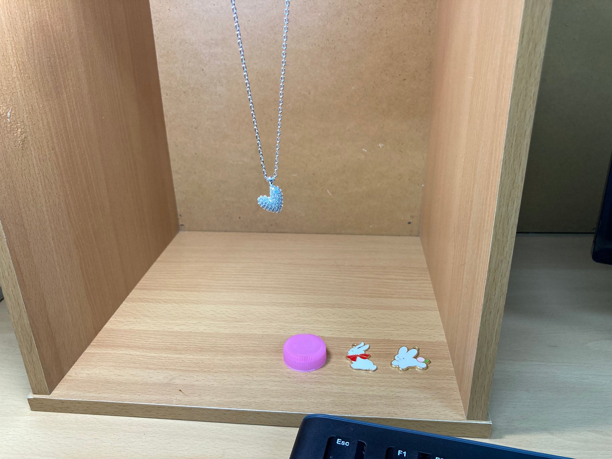 Tiny Treasures Seoul - Asymmetric Heart Pavé Necklace (Silver) Front View