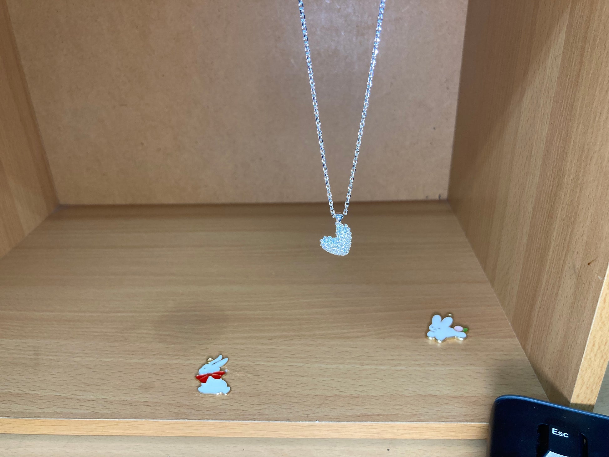 Tiny Treasures Seoul - Asymmetric Heart Pavé Necklace (Silver) Close up View