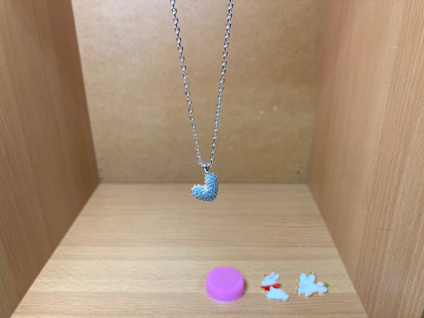 Asymmetric Heart Pavé Necklace (Rose Gold)
