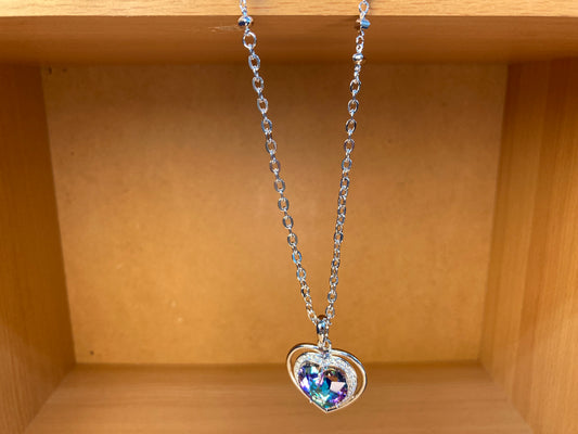 Aurora Crystal Heart Pendant Necklace
