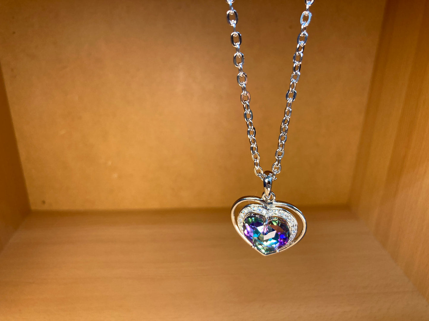 Aurora Crystal Heart Pendant Necklace