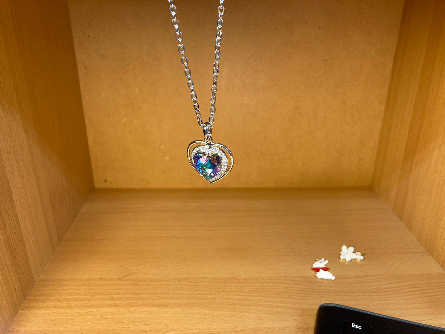 Aurora Crystal Heart Pendant Necklace