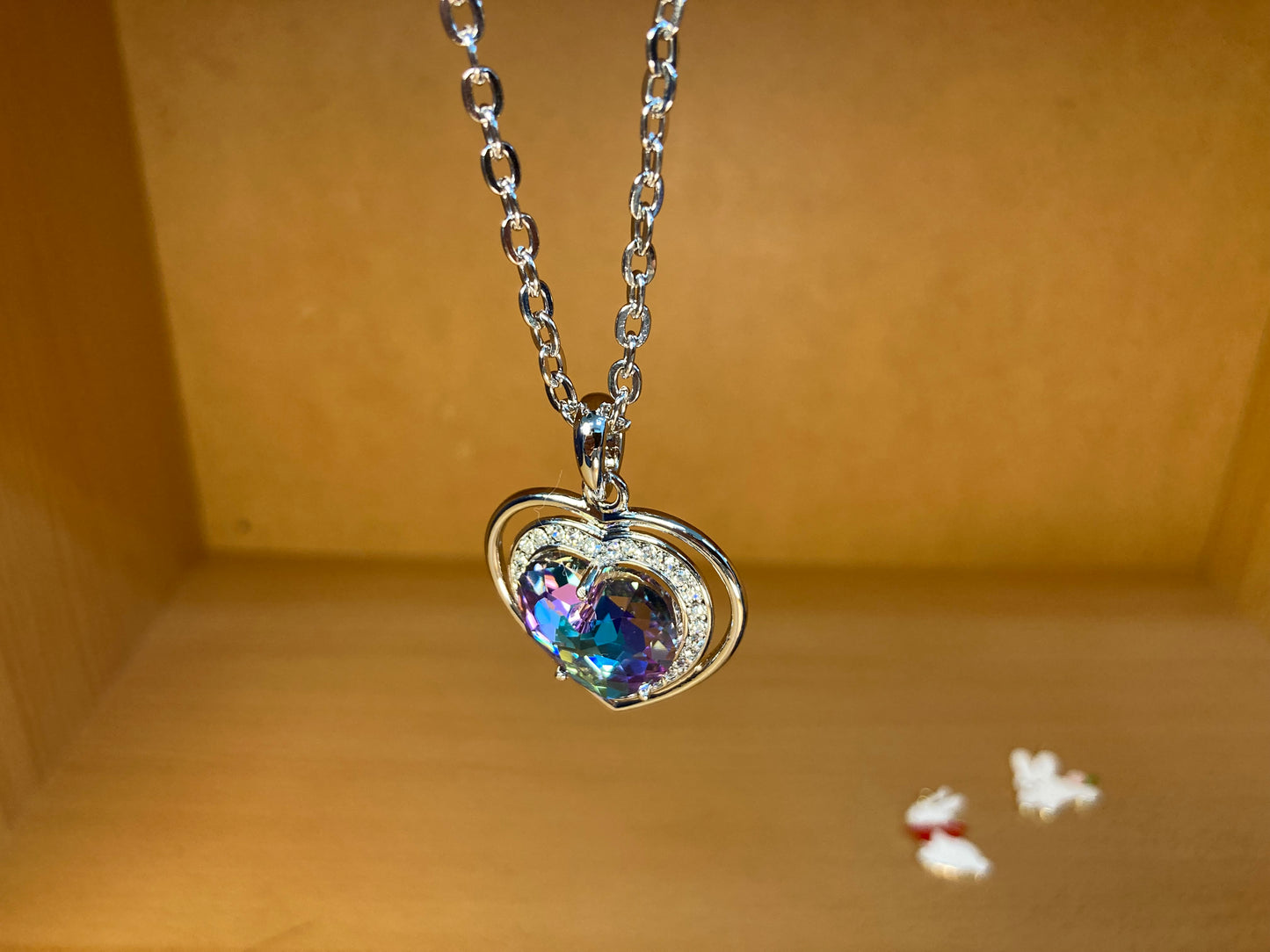 Aurora Crystal Heart Pendant Necklace
